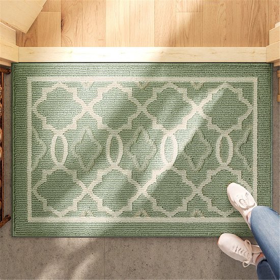 Unyqoos® Stijlvolle en Veilige Antislip Deurmat voor Binnengebruik met Laag Profiel, Groen 50 x 80 cm