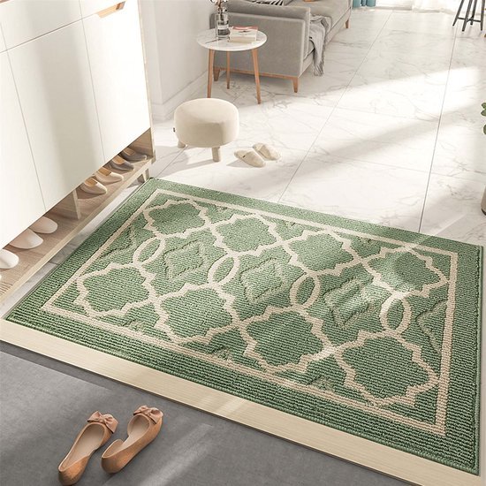 Unyqoos® Stijlvolle en Veilige Antislip Deurmat voor Binnengebruik met Laag Profiel, Groen 50 x 80 cm