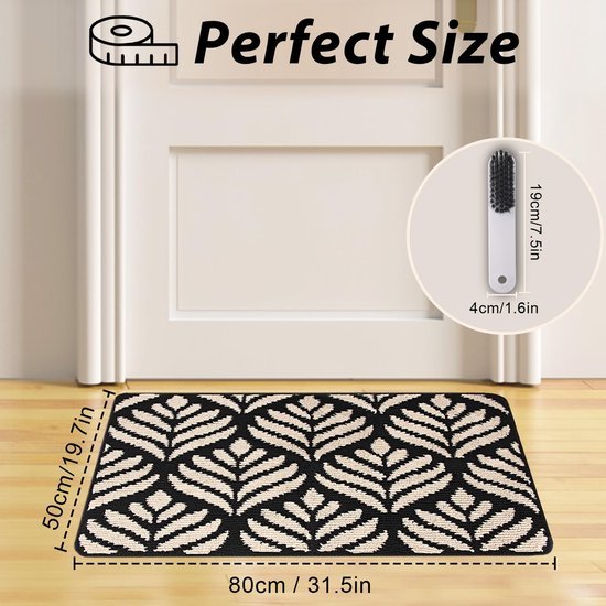 Unyqoos® Zwarte Vuilvang Deurmat voor Binnen en Buiten met Antislip en Wasbare Eigenschappen, 50 x 80 cm