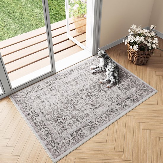 Unyqoos ® Zacht Wasbaar Vintage Tapijt met Antislip Achterkant voor Diverse Kamers, 60 x 90 cm