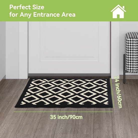 Unyqoos® Antislip deurmat voor binnen en buiten, 60x90 cm, vuilvangend en wasbaar