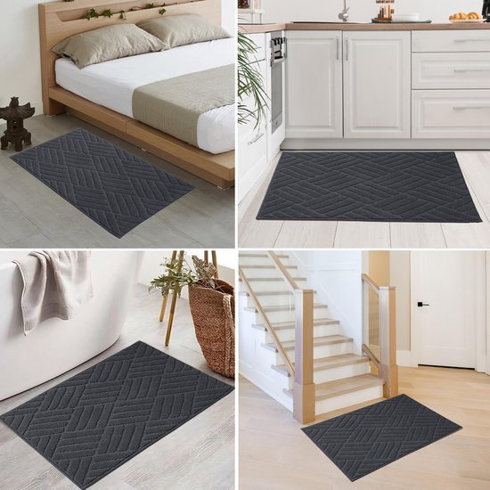 Unyqoos® Grijze deurmat voor binnen met antislip en absorberende eigenschappen, grijs, 60*90 cm
