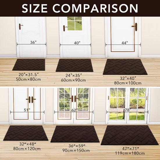 Unyqoos ® Hoogwaardige Wasbare Antislip Vuilvangmat voor Binnen en Buiten Gebruik - 50 x 80 cm