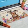 Unyqoos ® Charmante Pasen Deurmat met Konijnen en Bloemenpatroon, Perfect voor Binnen en Buiten Decoratie