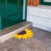 Unyqoos® Handbeschilderde Kokosvezel Deurmat met Zonnebloemontwerp en Antislip Onderkant voor Buiten