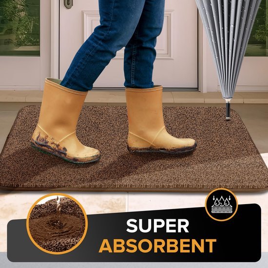 Unyqoos® Bruine, super absorberende mat voor entree en huisdieren met antislip laag