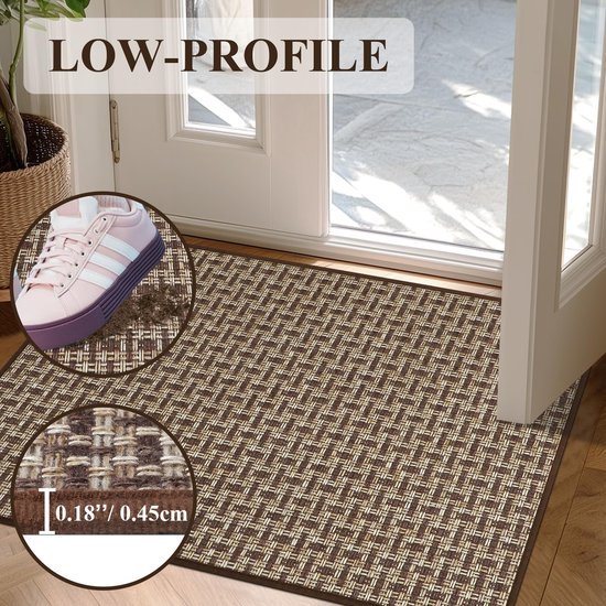 Unyqoos® Dunne antislip deurmat voor binnen, vuilvangend en wasbaar, 60 x 90 cm