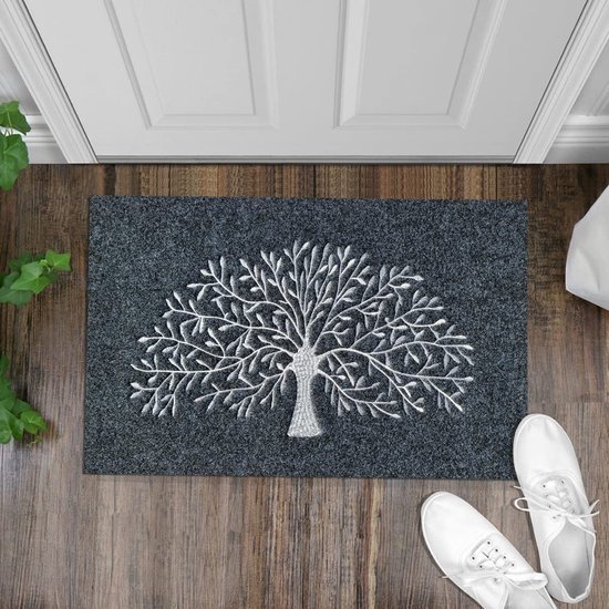 Unyqoos® Decoratieve en deurmat voor binnen en buiten met antislip laag, grijs, 45**70 cm