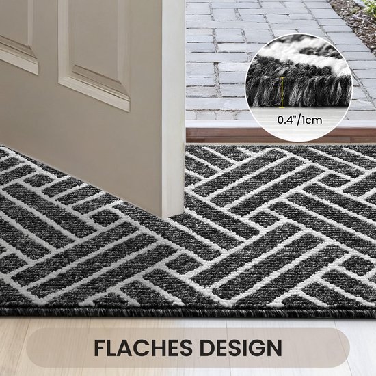 Unyqoos® Absorberende en Antislip Deurmat voor Binnen en Buiten in Lijnpatroon, zwart, 60*90 cm