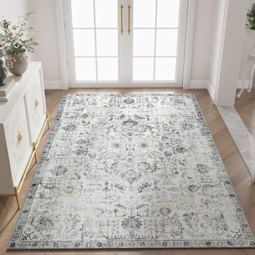 550x550-30787.jpg Unyqoos® Wasbare en Antislip Deurmat met Stijlvol Bloemendesign voor Binnen en Buiten, rood, 90*150 cm