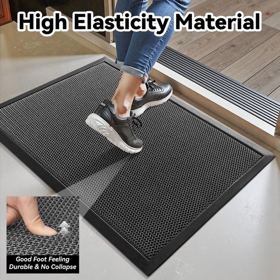 Unyqoos® Weerbestendige deurmat met elastisch net voor binnen en buiten 60x90 cm