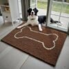 Unyqoos® Grijze antislip deurmat voor binnengebruik met patroon en wasbaar oppervlak