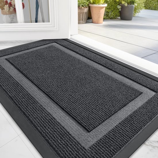 Unyqoos® Grijze antislip vuilvangmat voor binnen en buiten 60 x 90 cm