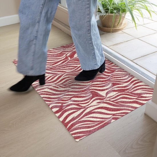 Unyqoos® en stijlvolle deurmat voor binnen met abstracte rode patronen