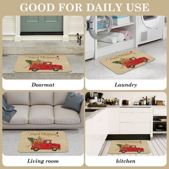 Unyqoos® Kerstdag Vrachtwagenprint Deurmat 43x75 cm Voor Binnen en Buiten