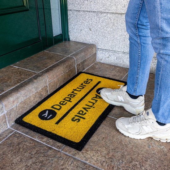 Unyqoos® Stijlvolle en Kleurrijke Deurmat voor Reizigers - Geel Vinyl 70 x 40 cm