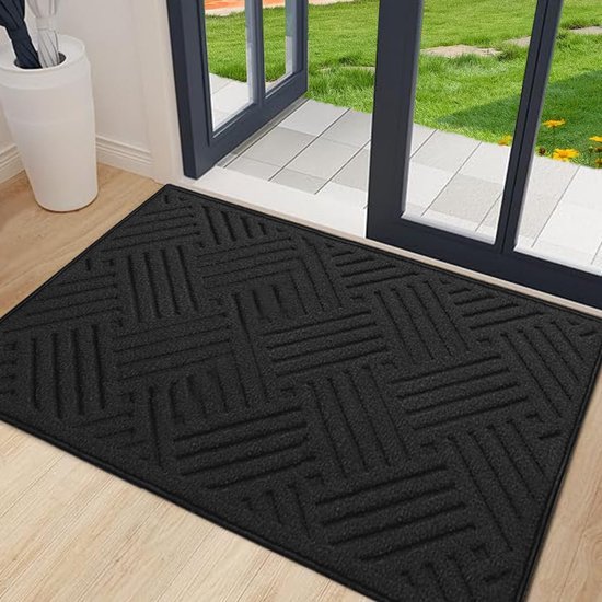 Unyqoos® Wasbare antislip deurmat voor binnen en buiten met vuilvangende functie, zwart, 50*80 cm