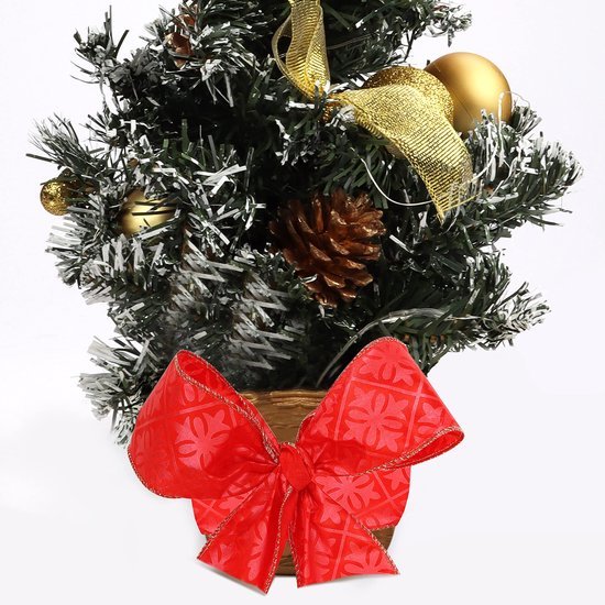 Unyqoos ® Feestelijke Decoratieve Strikkenband Set voor Kerst en Geschenken - 12 Stuks in Rood, Zilver en Goud