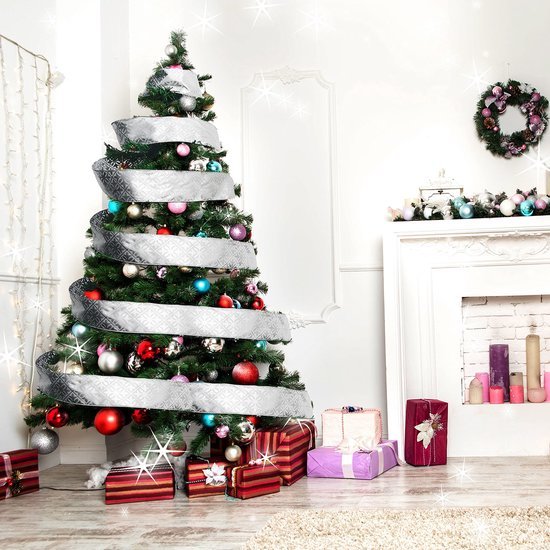 Unyqoos ® Feestelijke Decoratieve Strikkenband Set voor Kerst en Geschenken - 12 Stuks in Rood, Zilver en Goud