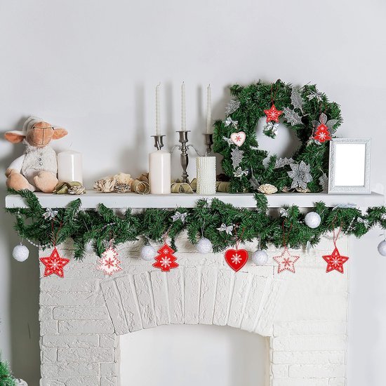 Unyqoos ® Kerstmis Houten Boomversieringen Set van 24 Stuks voor Gezellige Feestdagen