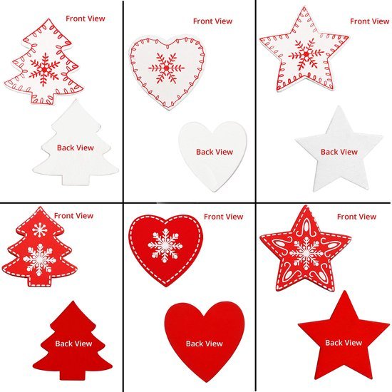 Unyqoos ® Kerstmis Houten Boomversieringen Set van 24 Stuks voor Gezellige Feestdagen