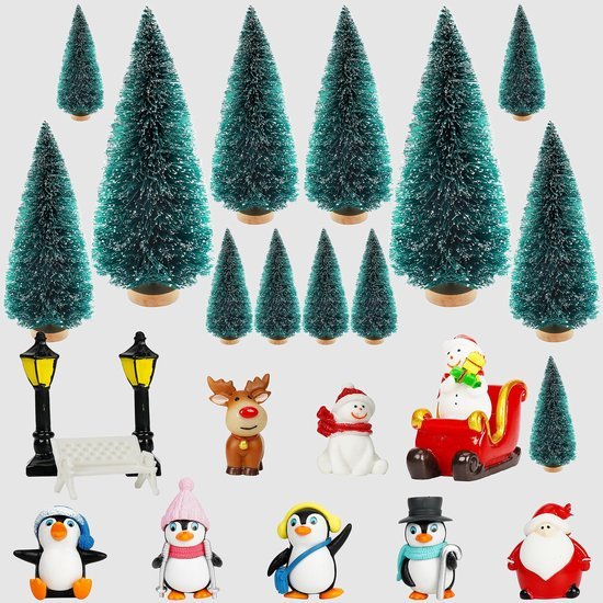 Unyqoos ® Miniatuur Kerstfiguren Set - 24 Stuks voor Feestelijke Decoraties en Knutselprojecten