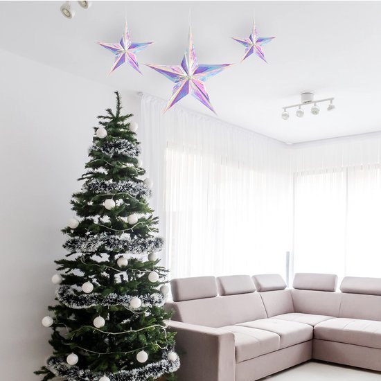Unyqoos ® Set van Drie Sprankelende Vijfpuntige Sterren voor Feestelijke Decoratie en Sfeer