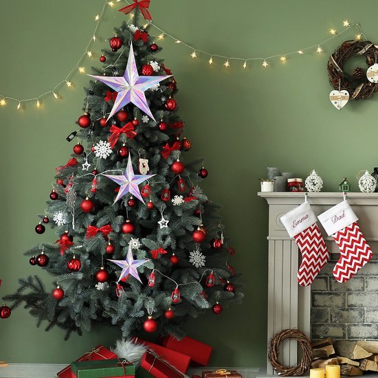 Unyqoos ® Set van Drie Sprankelende Vijfpuntige Sterren voor Feestelijke Decoratie en Sfeer
