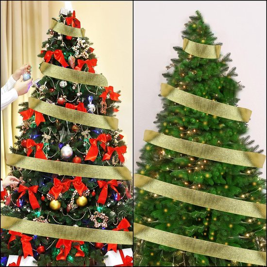 Unyqoos ® Luxueus Gouden Organza Lint voor Feestelijke Decoraties en Creatieve Geschenkverpakkingen - 23 m Lang, 55 mm Breed