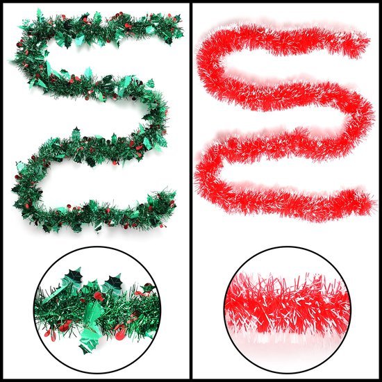 Unyqoos ® Kleurrijke Kerstslingers voor Binnen- en Buitenversiering met Hulstbessen