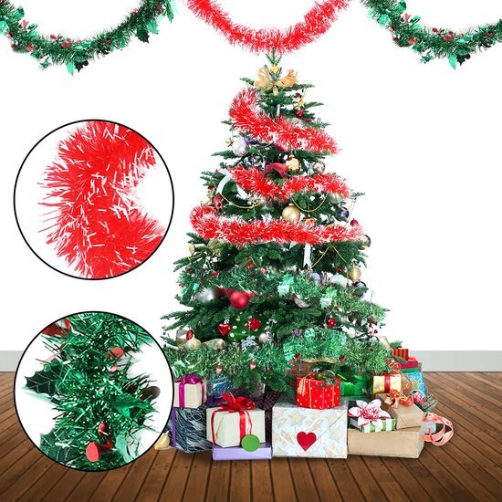 Unyqoos ® Kleurrijke Kerstslingers voor Binnen- en Buitenversiering met Hulstbessen