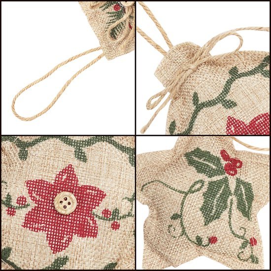 Unyqoos ® Set van 12 Handgemaakte Jute Kerstdecoraties voor een Traditionele Feestelijke Sfeer