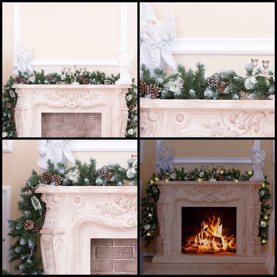 Unyqoos ® Feestelijke Kunstmatige Dennenslinger met Sneeuweffect en Dennenappels voor Binnen- en Buitendecoratie