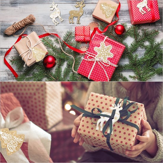 Unyqoos ® Set van 24 Luxe Houten Kerstboomdecoraties in Diverse Vormgeving voor Feestelijke Sfeer