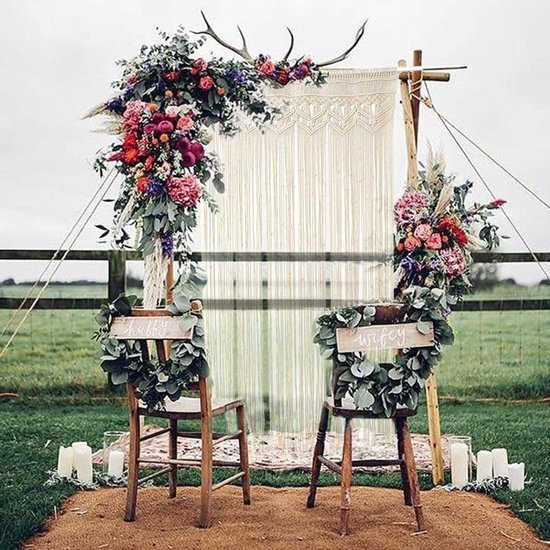 Unyqoos ® Elegant Handgeweven Macramé Draadgordijn voor Unieke Wand- en Deurdecoratie in Boho Stijl