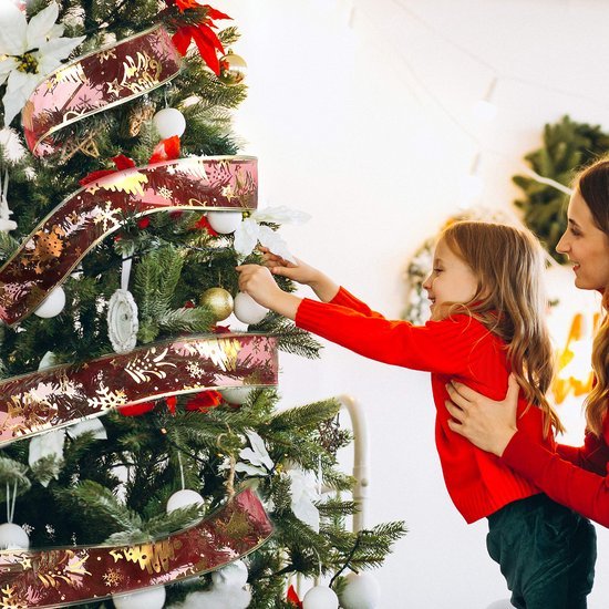 Unyqoos ® Kerstdecoratie Geschenkverpakkingslinten Set van 6 met Glanzende en Fonkelende Ontwerpen