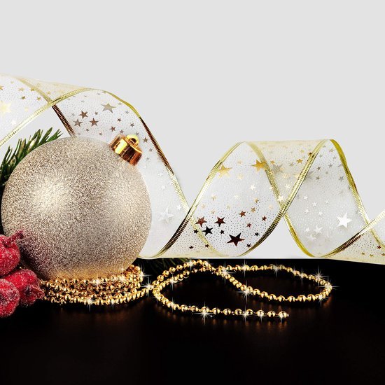 Unyqoos ® Kerstdecoratie Geschenkverpakkingslinten Set van 6 met Glanzende en Fonkelende Ontwerpen