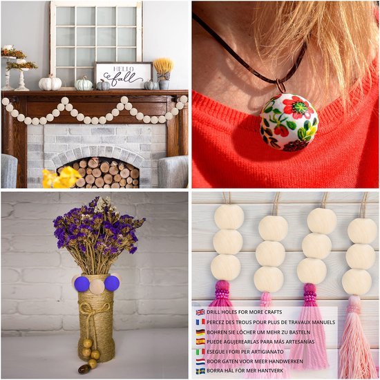 Unyqoos ® Creatieve Houten Knutselballen voor Unieke Doe-Het-Zelf Projecten en Decoraties