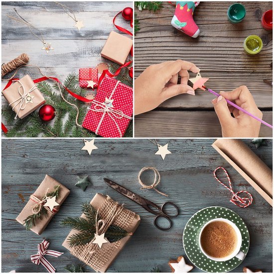 Unyqoos ® Decoratieve Houten Sterren Set voor Creatieve Projecten en Feestelijke Versieringen