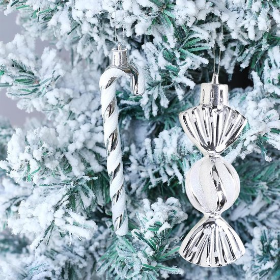 550x550-31307.jpg Unyqoos® Set van 18 zilverwitte suikerstokken en kerstballen voor feestelijke boomdecoratie