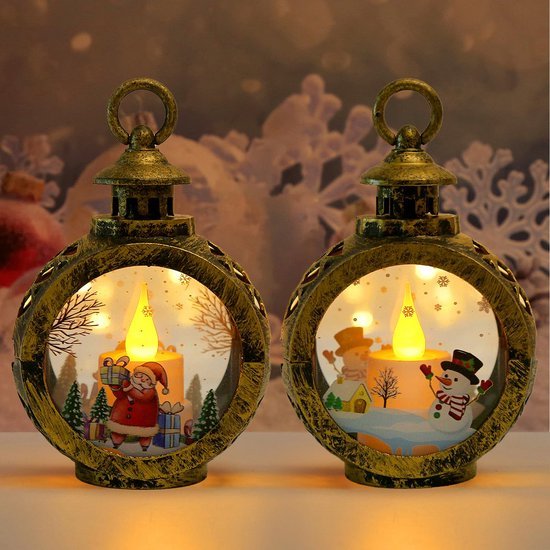 550x550-31372.jpg Unyqoos® Set van twee sfeervolle kerstlantaarns met flikkerend LED-licht voor binnen en buiten