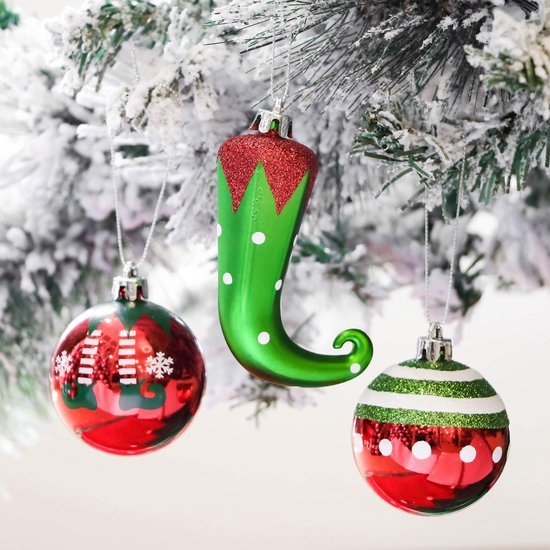 Unyqoos® 70-delige set kerstdecoraties in rood en wit voor feestelijke sfeer