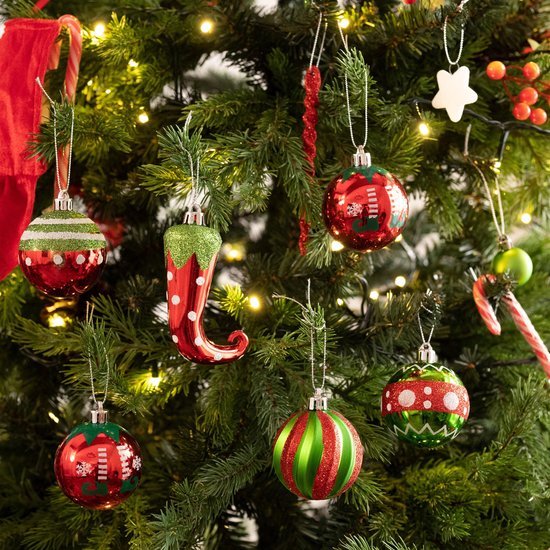 Unyqoos® 70-delige set kerstdecoraties in rood en wit voor feestelijke sfeer