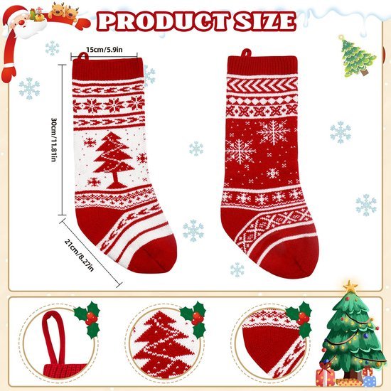 Unyqoos® Festelijke kerstkousen set met rode en witte motieven voor decoratie