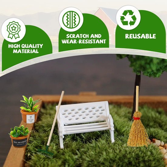 Unyqoos® Uitgebreid 13-delig Miniatuur Tuinset voor Poppenhuis en Decoratie