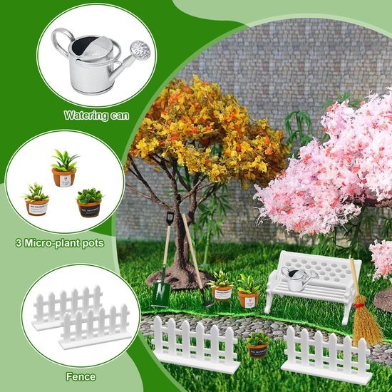 Unyqoos® Uitgebreid 13-delig Miniatuur Tuinset voor Poppenhuis en Decoratie