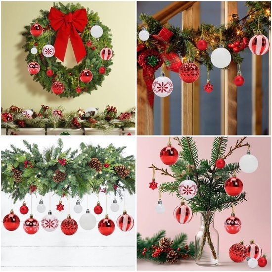 550x550-31431.jpg Unyqoos® Set van 44 Rode en Witte Kunststof Kerstballen voor Feestelijke Decoratie