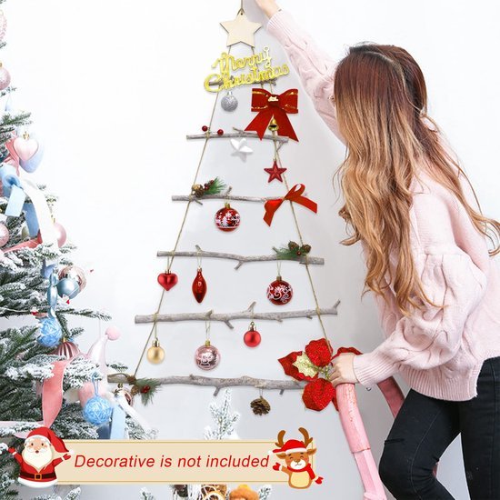 Unyqoos® Houten wanddecoratie kerstboomvorm met decoratieve ster voor feestelijke sfeer