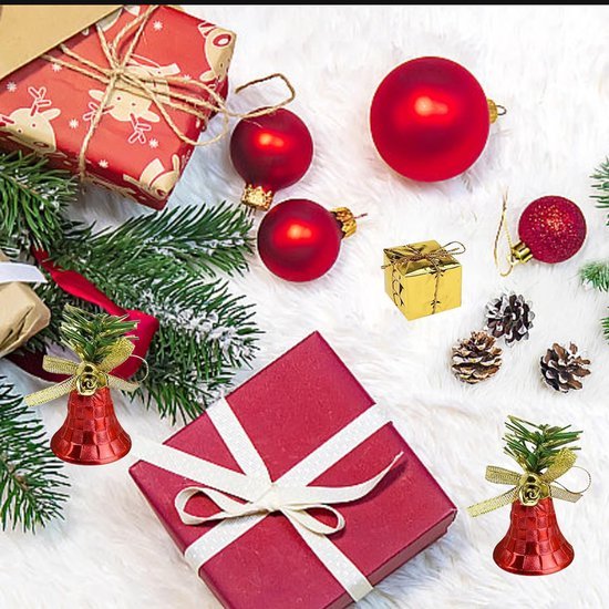Unyqoos® Complete set van 33 mini-kerstballen in rood en goud voor feestelijke decoratie