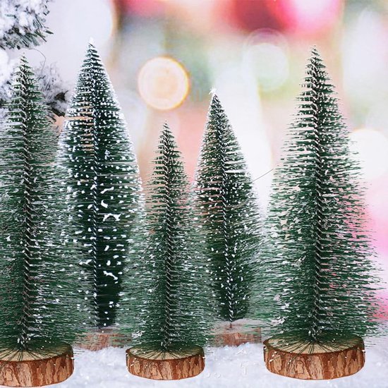 550x550-31489.jpg Unyqoos® Set van 10 Groene Mini-Kerstbomen met Sneeuweffect voor Tafeldecoratie